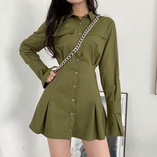 Bell-sleeve Mini A-line Shirtdress