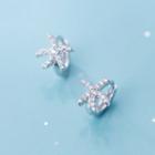 925 Sterling Silver Rhinestone Starfish Earring 1 Pair - S925 Silver - One Size
