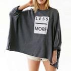 3/4-sleeve Lettering Loose Fit Sweatshirt