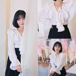 Sailor-collar Frill-trim Top
