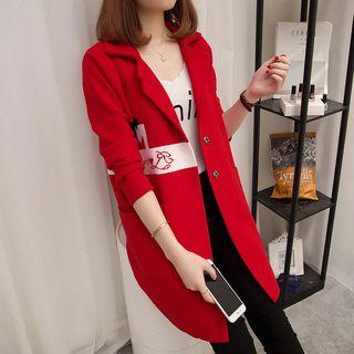 Double-button Lettering Knit Coat