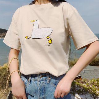 Short-sleeve Duck Print T-shirt