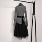 Set: Mock Neck Sweater + Midi Pleated Skirt
