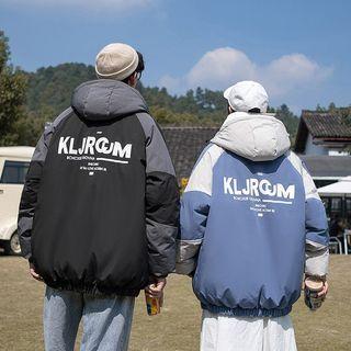 Couple Matching Two Tone Zip-up Hooded Jacket