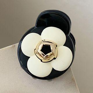 Flower Hair Claw 1pc - Black & Beige - One Size