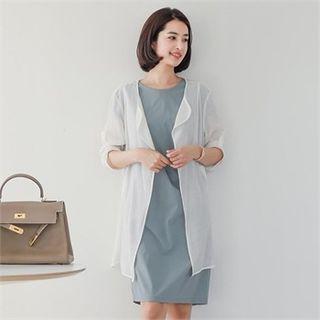 Open-front Tab-sleeve Cardigan