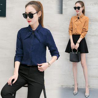 Long Sleeve Bow Neck Blouse