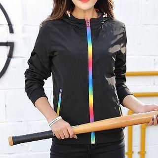 Couple Matching Rainbow Zip Hooded Jacket