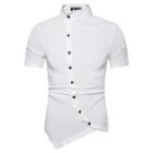 Short-sleeve Stand Collar Asymmetrical Shirt