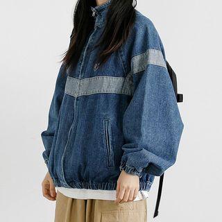Color Block Oversized Denim Jacket