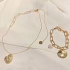 Faux Pearl Alloy Shell Pendant Necklace / Bracelet / Set
