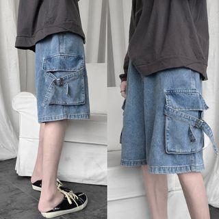 Straight-cut Denim Cargo Shorts