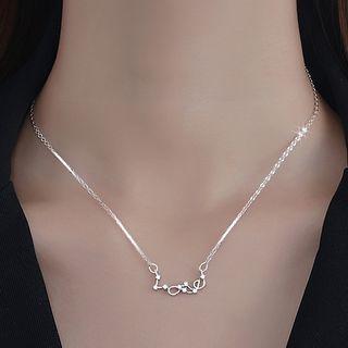 Rhinestone Love Necklace Necklace - Love - Silver - One Size