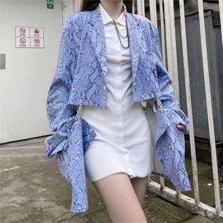 Chain Detail Snake Pattern Ripped Blazer