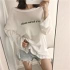 Long-sleeve Lettering Knit T-shirt
