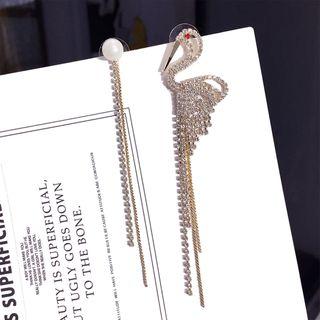 Non-matching Rhinestone Flamingo Dangle Earring