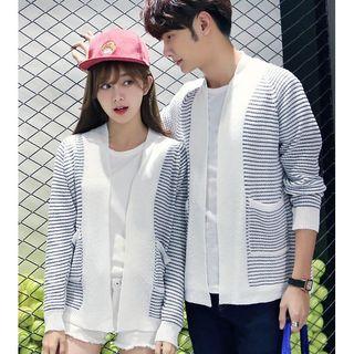 Couple Matching Stripe Panel Cardigan