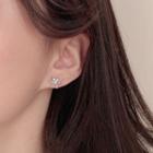925 Sterling Silver Rhinestone Snowflake Earring 1 Pair - Stud Earrings - Snowflake - Silver - One Size