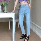 High Waist Floral Cropped Jeans