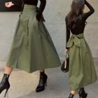 Bow-back Midi A-line Skirt