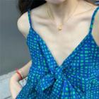 Ribbon Plaid Camisole Top Blue - One Size