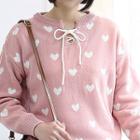 Lace-up Heart Pattern Sweater