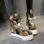 Wedge High-top Camouflage Sneakers
