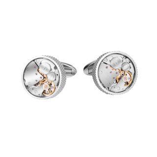 Fashion High-end Mechanical Movement Geometric Round Cufflinks Silver - One Size