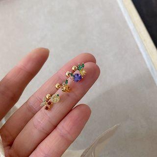 Fruit Rhinestone Faux Cat Eye Stone Stainless Steel Earring