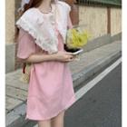 Short-sleeve Lace Collar Mini Dress Dress - One Size