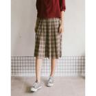 Plaid A-line Pleat Skirt One Size
