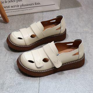 Faux Leather Adhesive Strap Platform Shoes