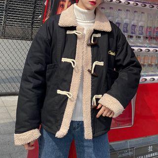 Couple Matching Letter Embroidered Toggle Padded Jacket