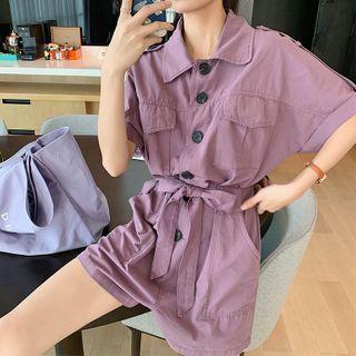 Button Short-sleeve Playsuit