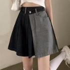 High-waist Panel Denim Skirt