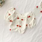 Fruit Embroidered V-neck Shirt