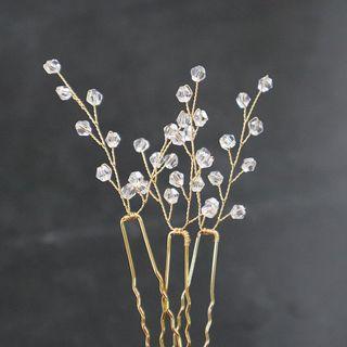 Beaded Hair Pin 1 Pc - Light Gold - One Size