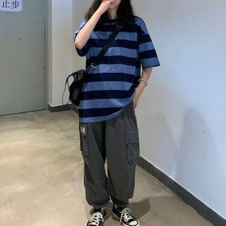 3/4-sleeve Striped T-shirt / Harem Pants