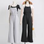 High-waist Sleeveless Wide-leg Jumpersuit
