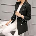 Contrasted Double-breasted Lapel Jacket
