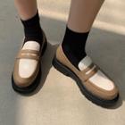 Two-tone Platform Block Heel Loafers