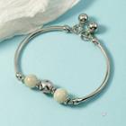 Gemstone Alloy Bracelet Silver - One Size
