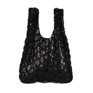 Sequined Shopper Bag Black - One Size