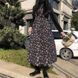 Floral Jumper Dress / Long-sleeve Plain Top