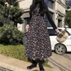 Floral Jumper Dress / Long-sleeve Plain Top