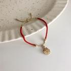 Tiger Faux Cat Eye Stone Red String Bracelet Red & Gold - One Size