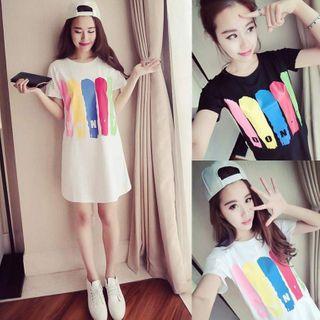 Short-sleeve Lettering T-shirt Dress / Camisole Top