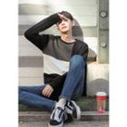 Round-neck Color-block Sweatshirt