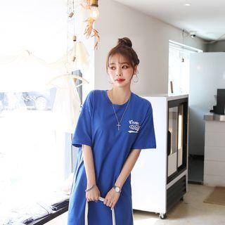 Contrast-trim Lettering T-shirt Dress