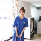 Contrast-trim Lettering T-shirt Dress